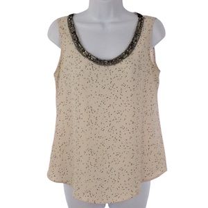 Ann Taylor Rhinestone Collar Tie Neck Sleeveless Blouse Sz SP